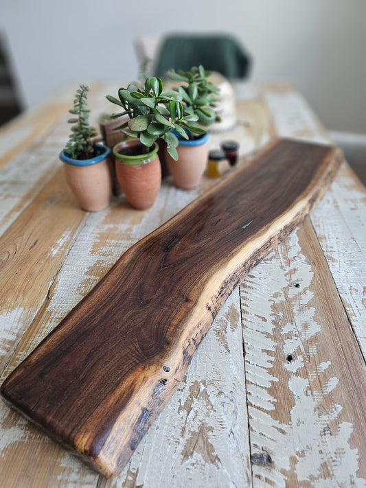 Black Walnut Live Edge Charcuterie Board 32.5x7.5 inches